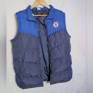 Chelsea Football Club Sz L Blue and Navy Puffer Vest READ DESCRIPTION